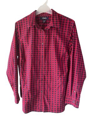 CHAPS Cotton Black/Red Long Sleeve Button Shirt